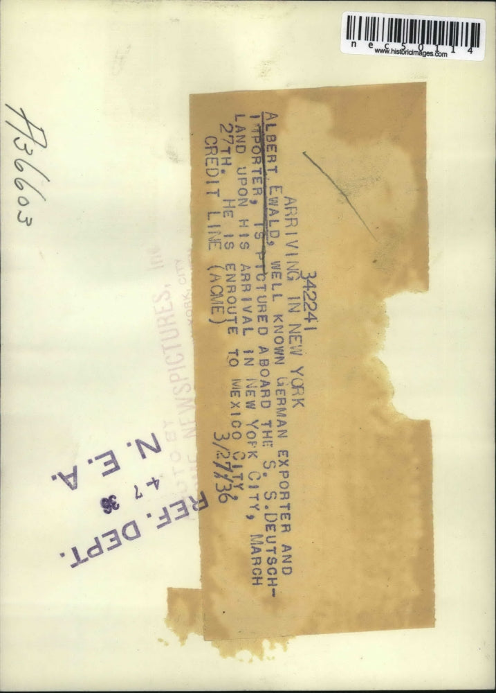 1936 Press Photo Albert Ewald German Exporter And Importer On SS Deutschland