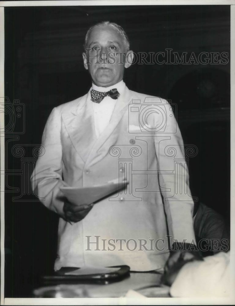 1937 Press Photo Clarence O. Sherrill at hearing for Black-Connery Bill. - Historic Images