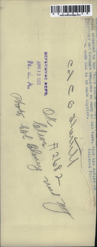 1925 Press Photo Colonel CG Sherrill Stands Tall In Front Of White Building