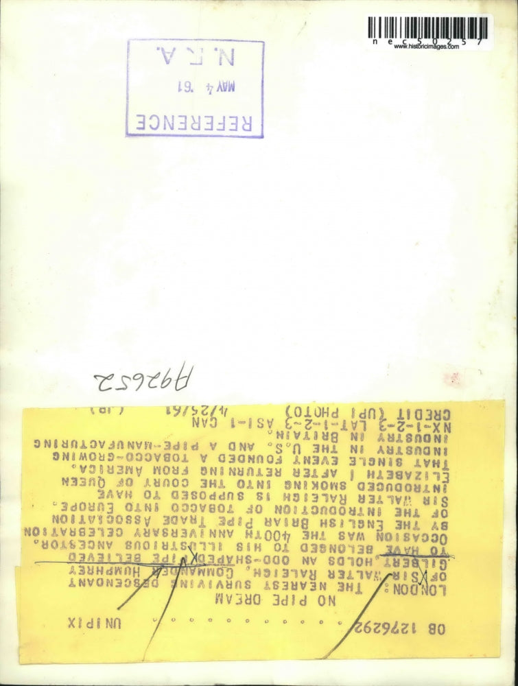 1961 Press Photo London nearest surviving descendent of Sir Waltewr Raleigh is