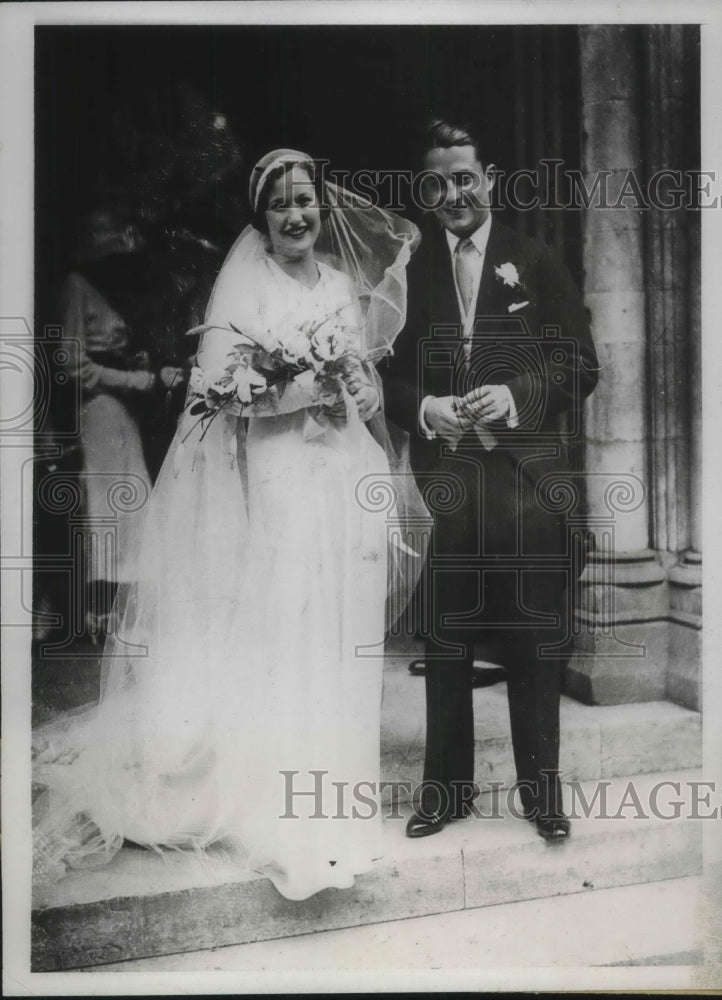 1933 Press Photo Marion Faithfull with New Husband Harold Francis Ashby