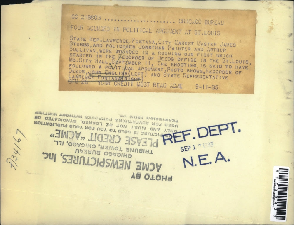 1935 Press Photo Recorders of Deeds, John English & State Rep. Lawrence Fontana