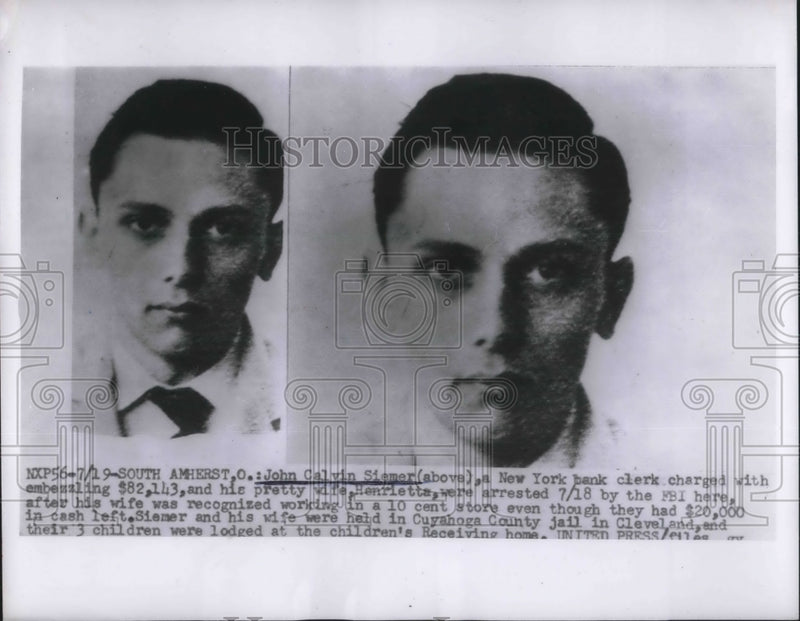 Load image into Gallery viewer, 1955 Press Photo John Calvin Siemer Bank Clerk Charged With Embezzlement
