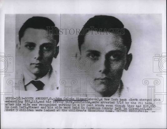 1955 Press Photo John Calvin Siemer Bank Clerk Charged With Embezzlement
