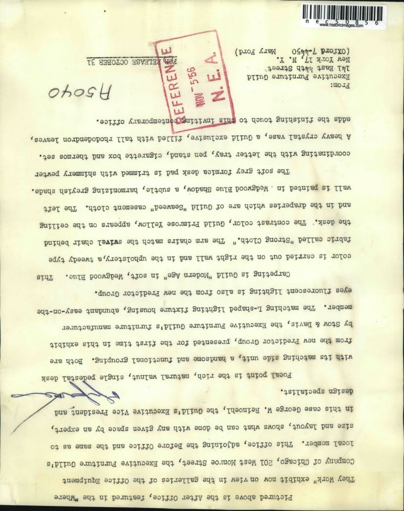 1956 Press Photo After Office in Where They Work Exhibit at Office Equipment Co.