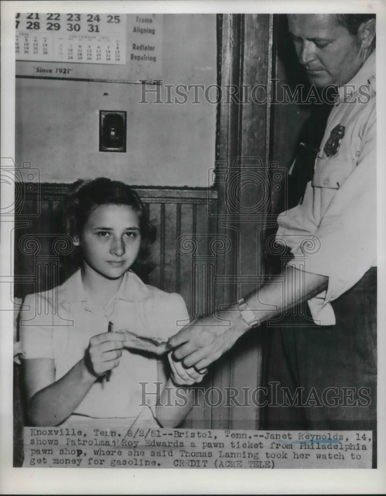 1961 Press Photo Janet Reynolds with Pawn Ticket of Thomas Lanning Pawned Watch- Historic Images