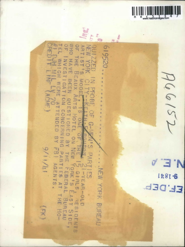 1941 Press Photo Keith-Ferguson, 21 year old Artist's model.