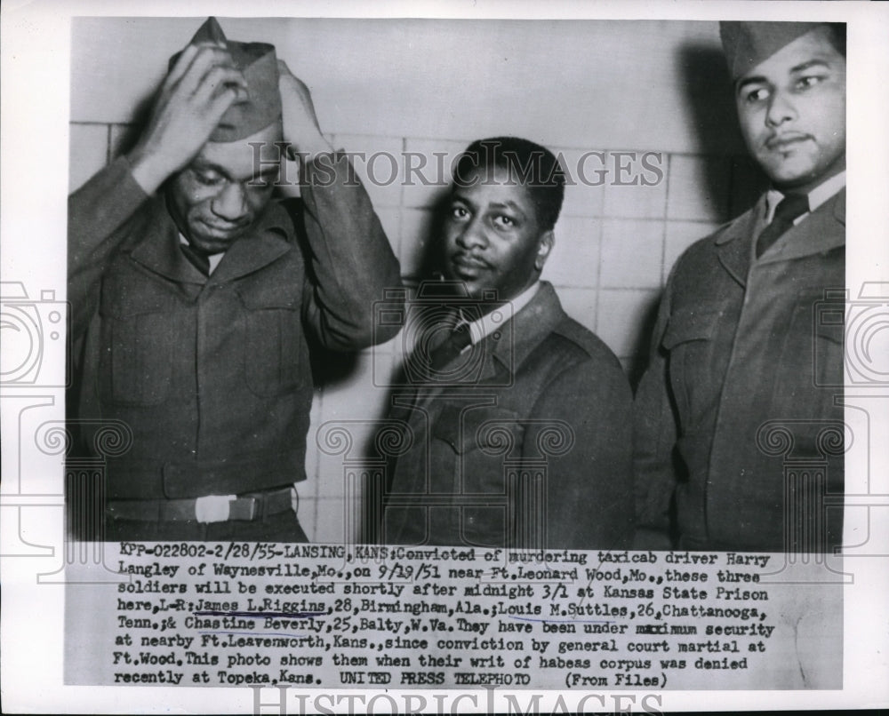 1955 Press Photo 3 Soldiers to be excuted for murder of Taxicab driver