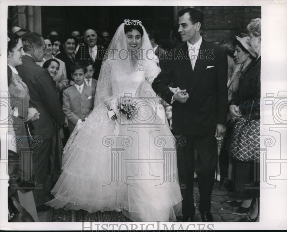 1955 Press Photo Mary Rinaldi, Gugi Elmo Romano Milan Italy Wedding - nec51414- Historic Images