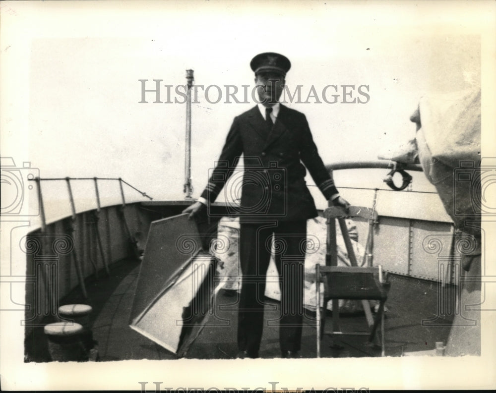 1933 Press Photo Ax Commander John Roundtree Coast Guard Boat Daphne