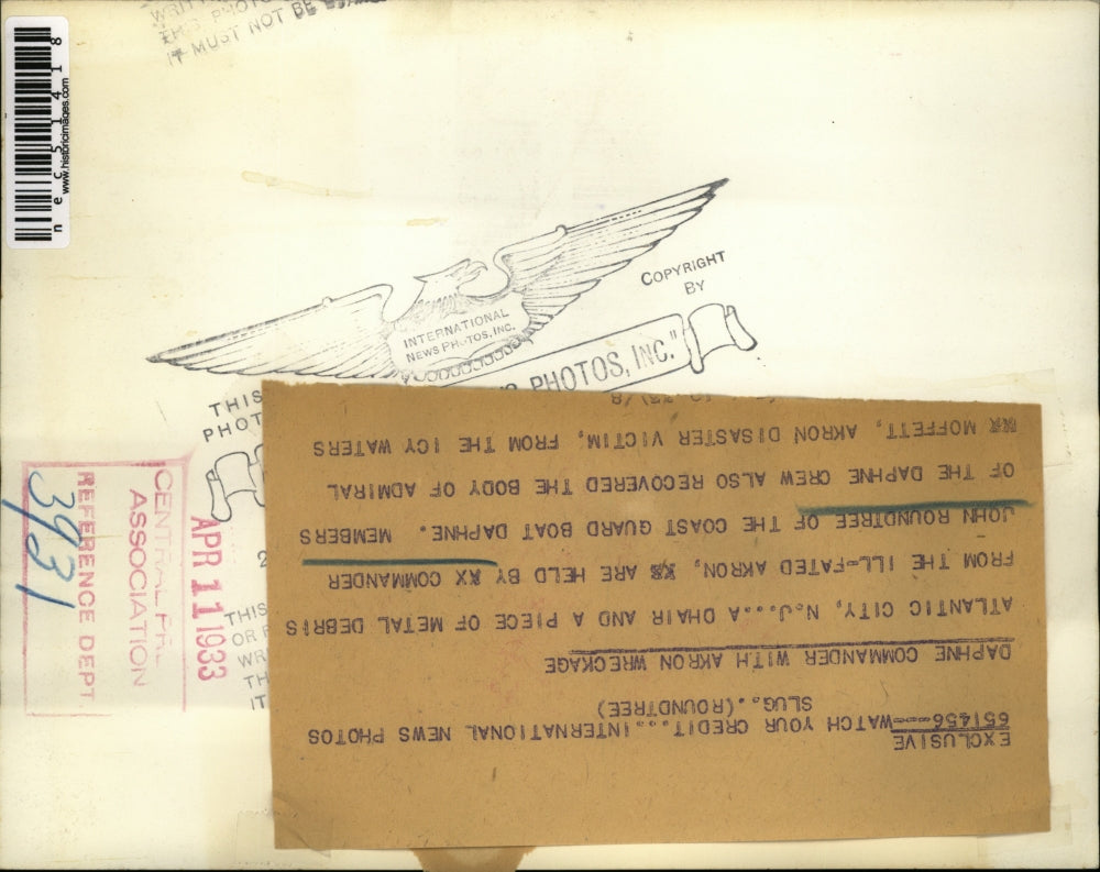 1933 Press Photo Ax Commander John Roundtree Coast Guard Boat Daphne