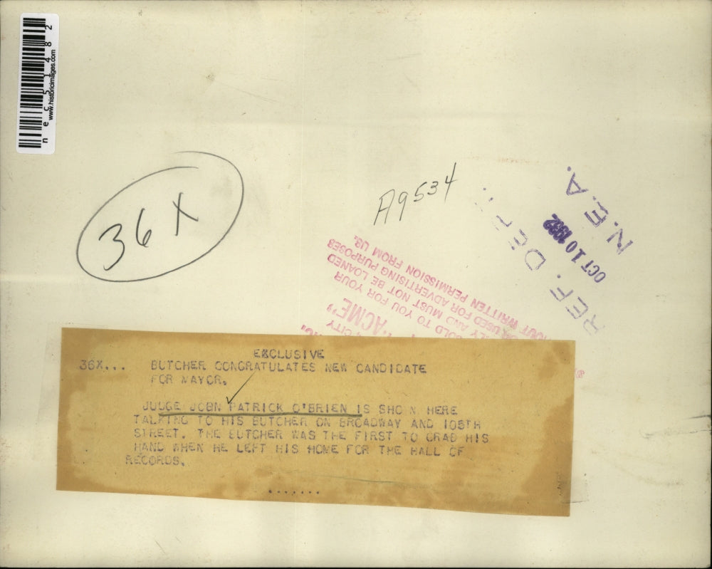 1932 Press Photo Judge Patrick O'Brien talking to Butcher - nec51482