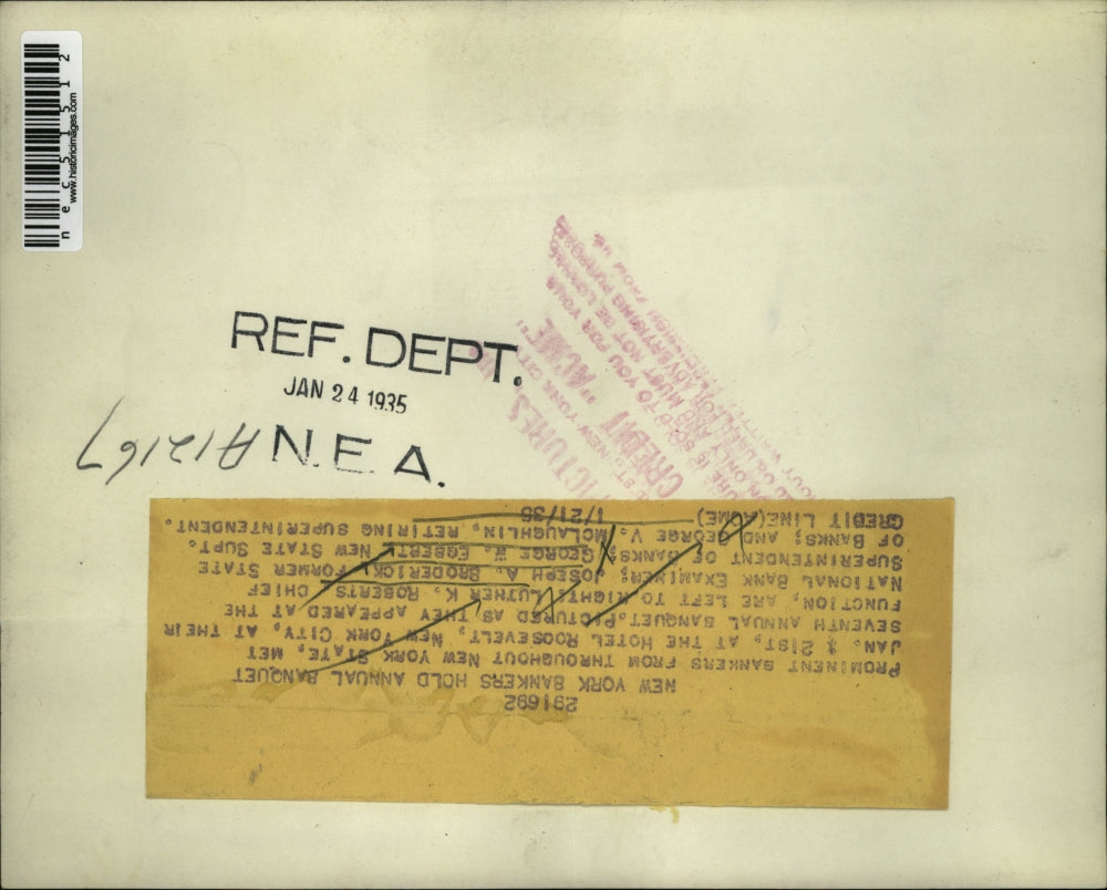 1935 Press Photo Luther Roberts Bank Examinier, Joseph Broderick State Sup of Ba