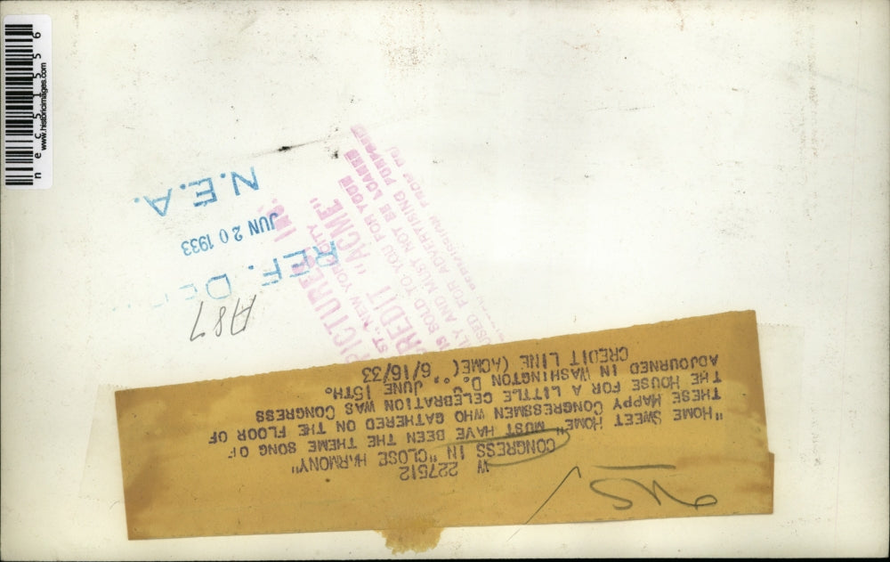 1933 Press Photo House celebrates as Congress adjourns. Home Sweet Home for them