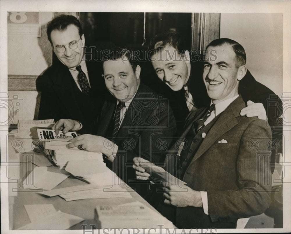 1937 Press Photo James O'Neil, Louis Goldblatt CIO, Paul Gaffney, AFL California