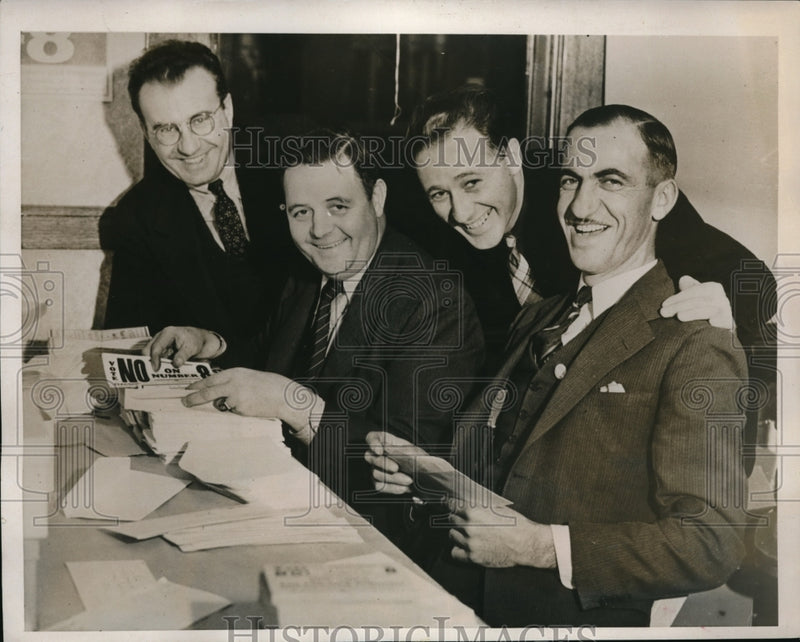 Load image into Gallery viewer, 1937 Press Photo James O'Neil, Louis Goldblatt CIO, Paul Gaffney, AFL California

