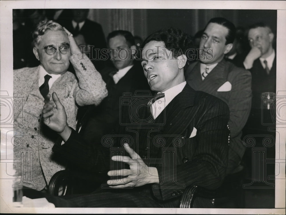1937 Press Photo Virgil Mezza Testifies Before Senate Civil Liberties Panel