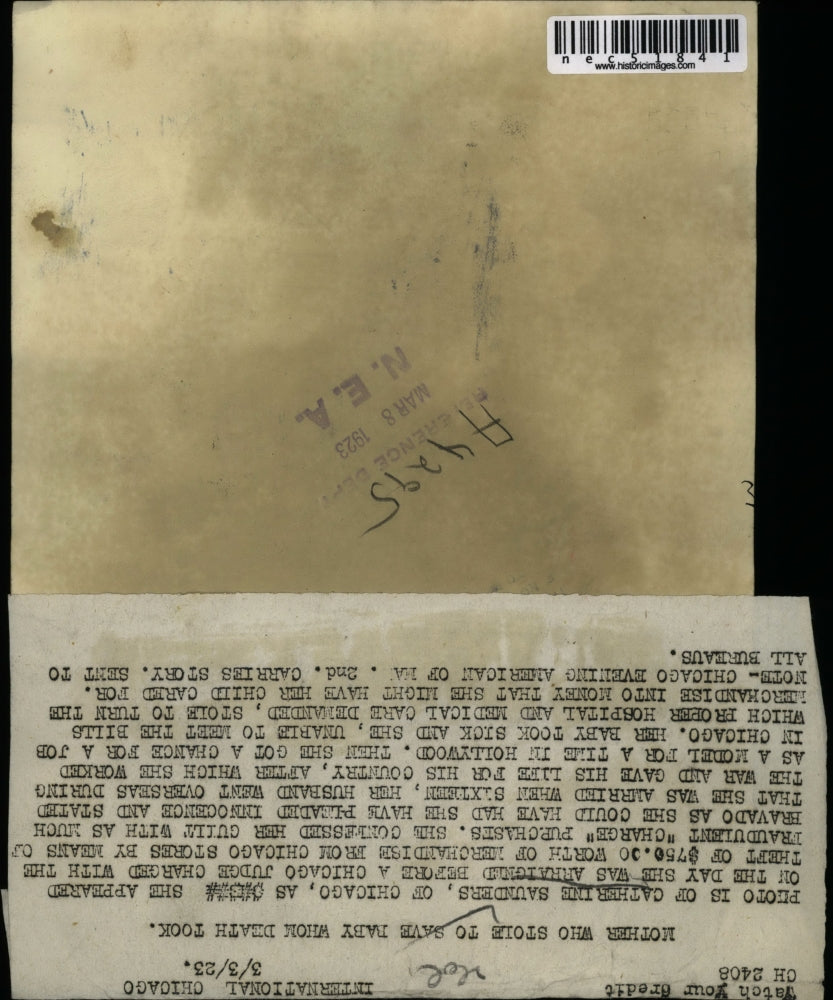 1923 Press Photo Catherine Saunders Arraigned For Theft