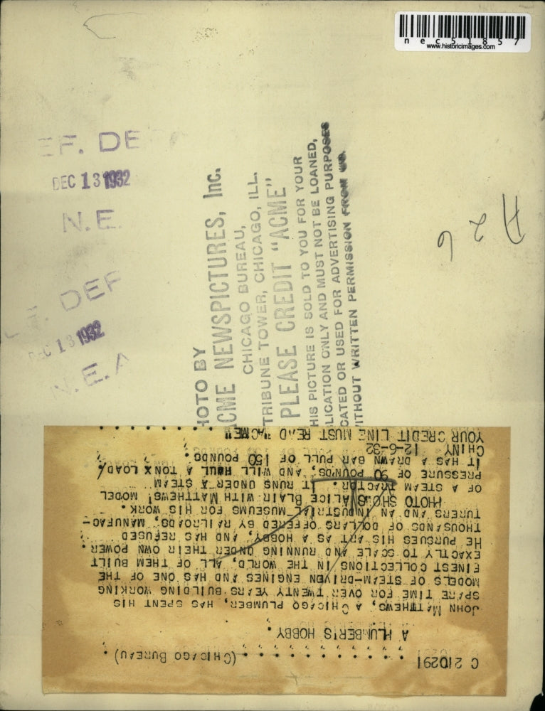 1932 Press Photo Alice Blair With John Matthews Mini Model Steam Train