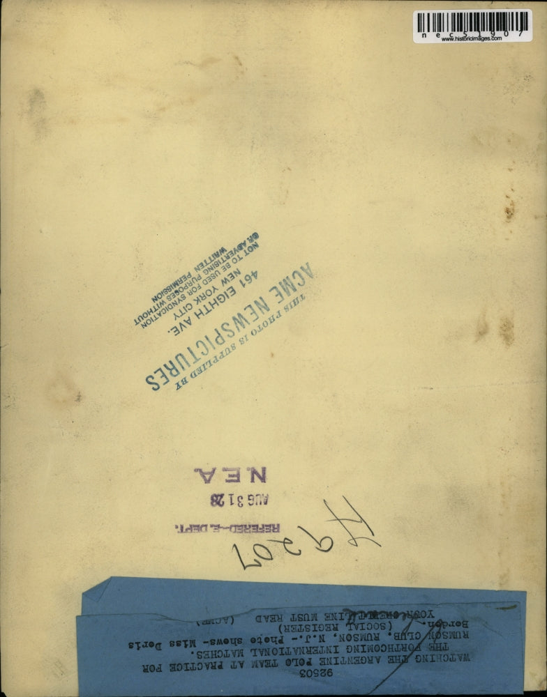 1928 Press Photo Socialite Doris Borden Watches Rumson Club NJ Polo Match