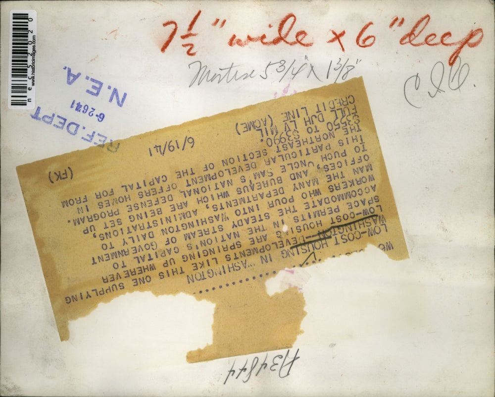 1941 Press Photo Construction of Low Coast Housing in Washington D.C.