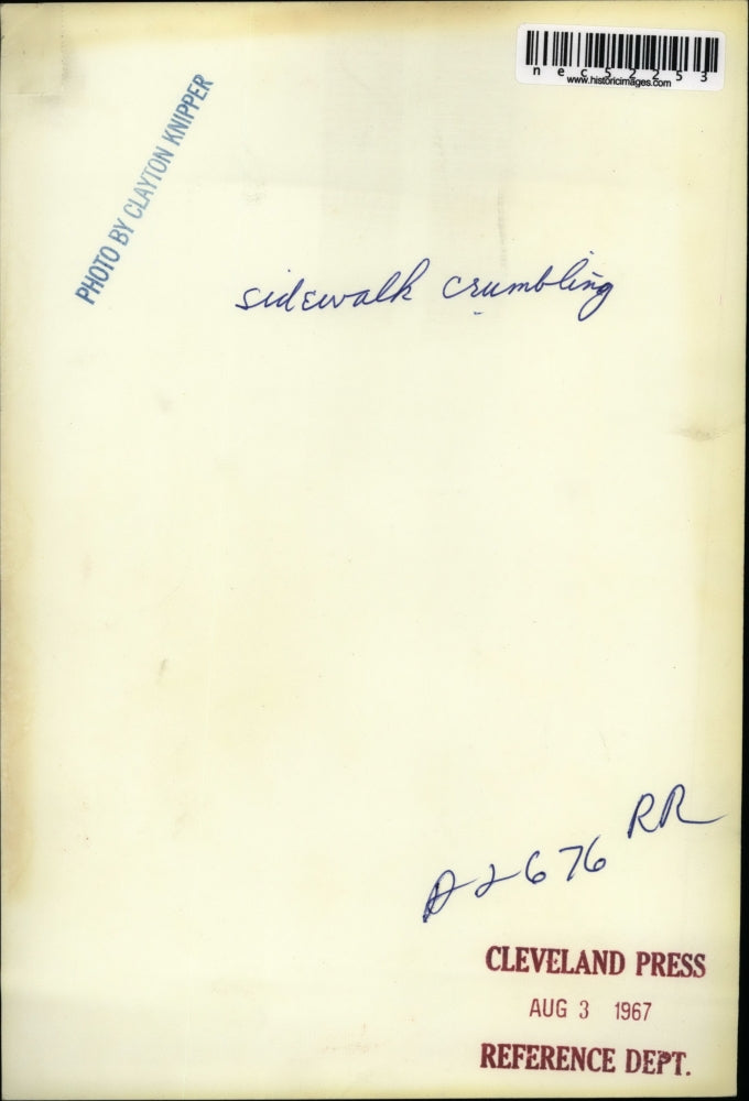 1967 Press Photo Sidewalk Crumbling Next to Road