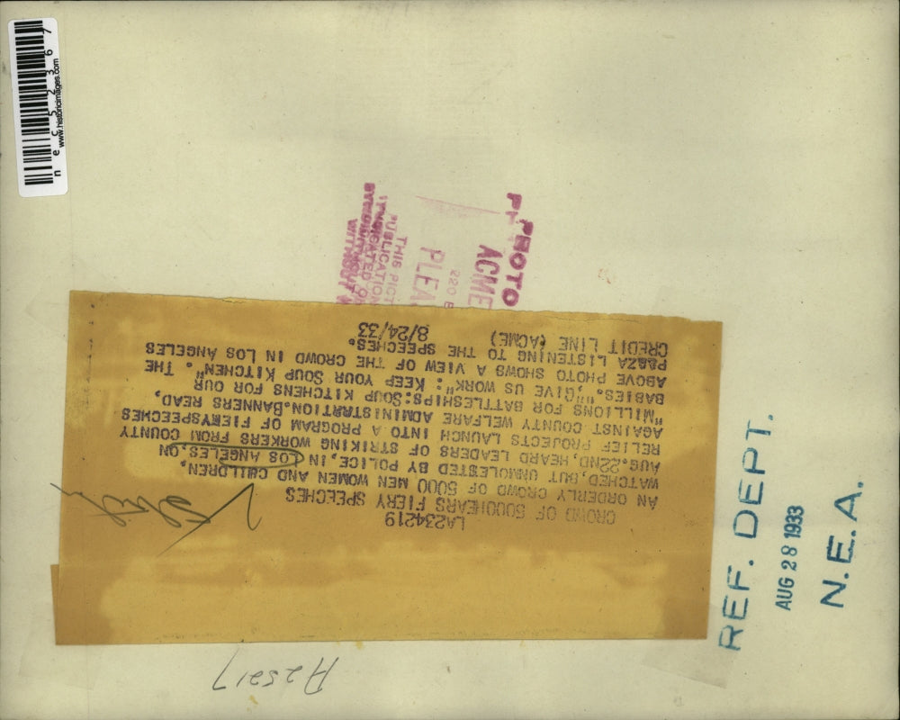 1933 Press Photo Los Angeles Striking Workers War Effort