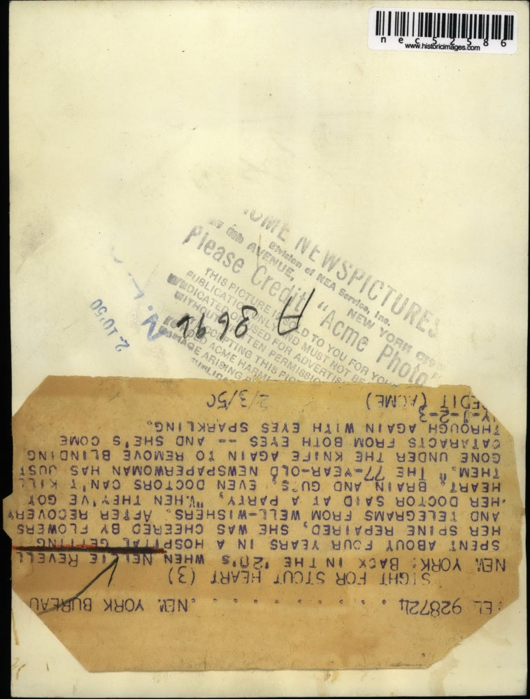 1950 Press Photo Nellie Revell New York Hospital Four Year Spine Repair Operate