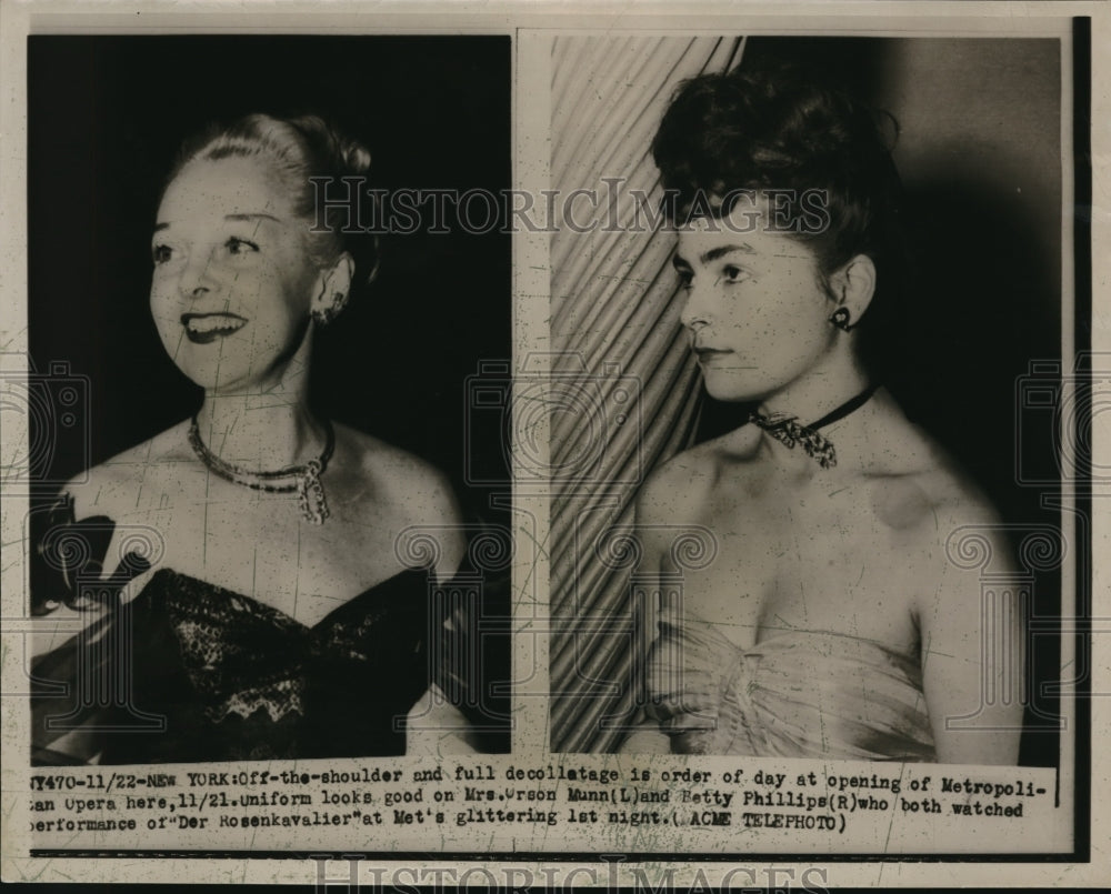 1949 Press Photo Fashions Opening Night of Metropolitan Opera - nec52646