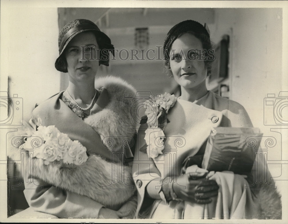 1932 Press Photo Diantha Miller & Ruth Somers sailed from California on a liner