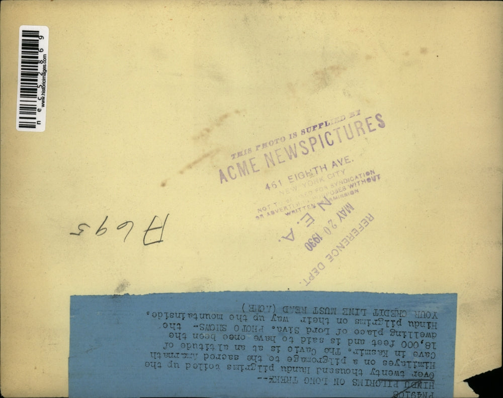 1930 Press Photo 22 thousand Hindu pilgrims on their way ti Amarnath Cave