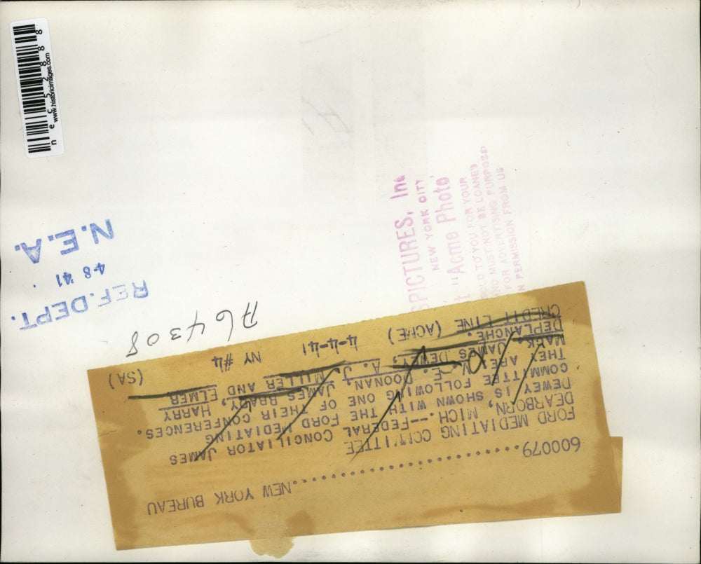 1941 Press Photo WE Donnan James Dewey Federal Conciliator Ford Mediation