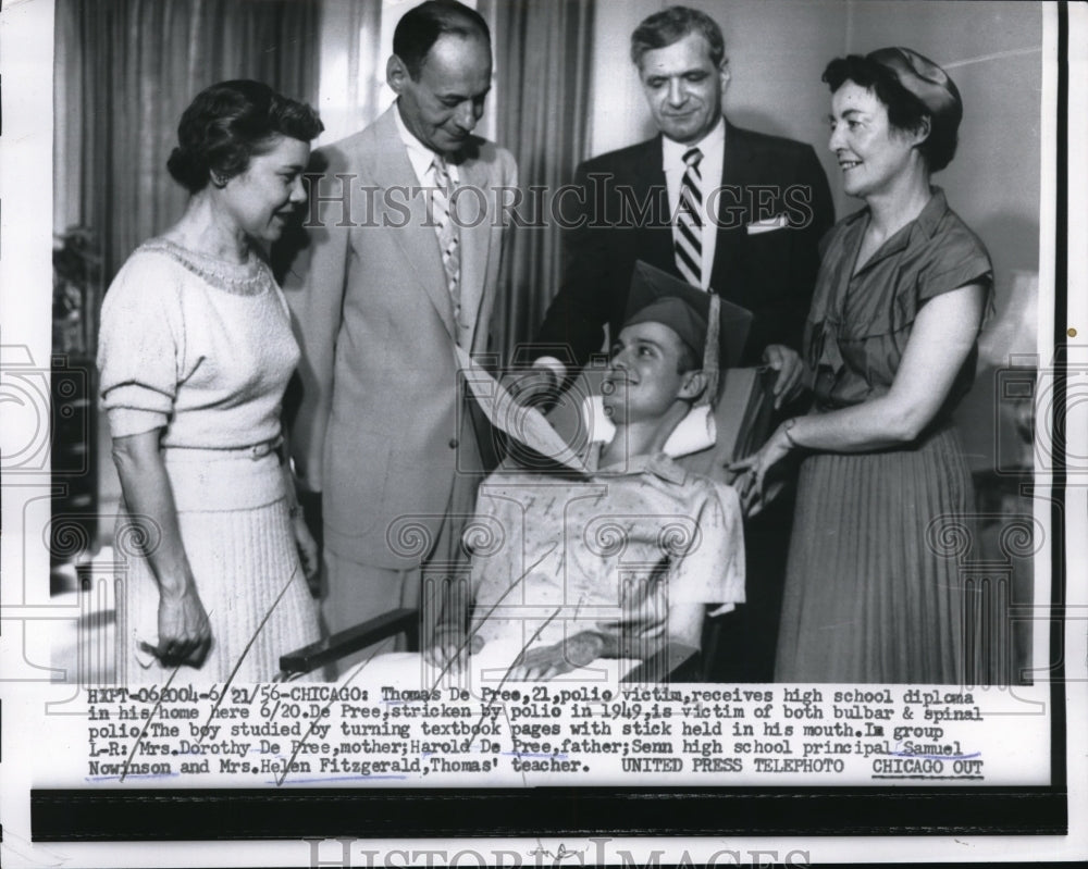 1958 Press Photo Chicago Thomas De Pree Samuel Nowinson Polio Victim