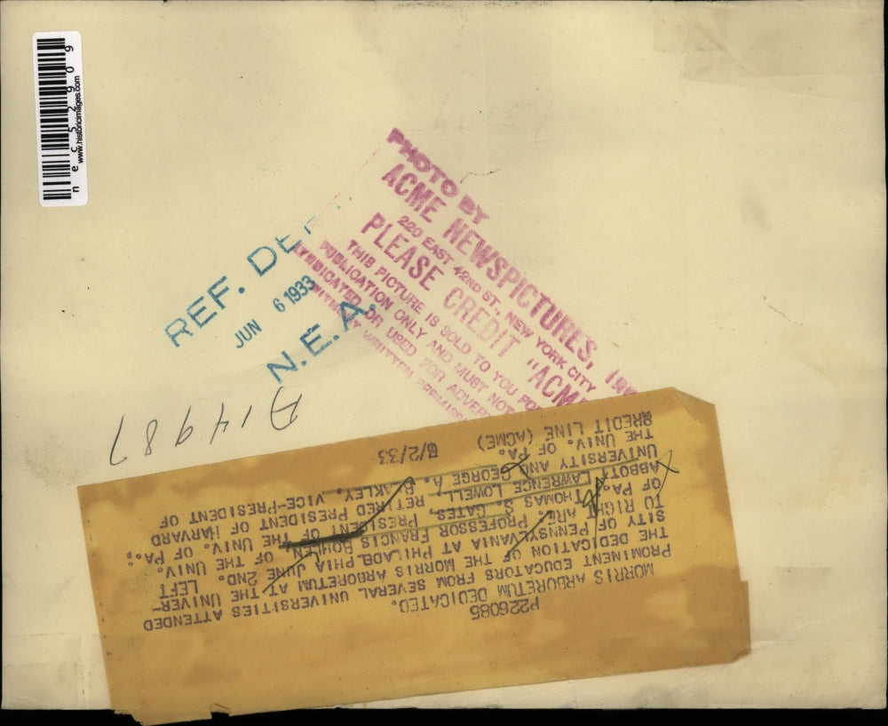 1933 Press Photo Morris Aboretum dedicated at the Univ. of Pennsylvania.