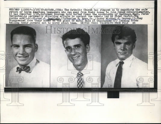 1957 Press Photo 3 US youths join cuban revolution