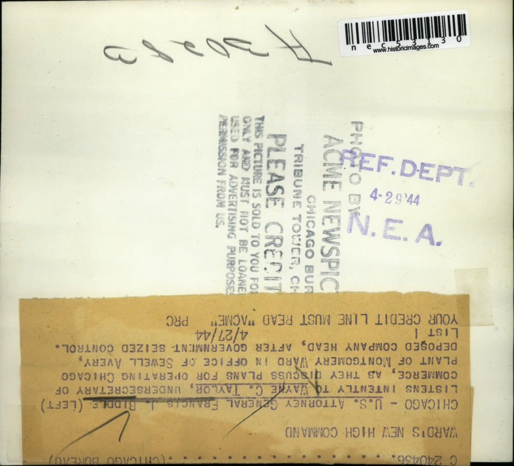 1944 Press Photo US Attorney General Francis Biddle talking to Wayne Taylor