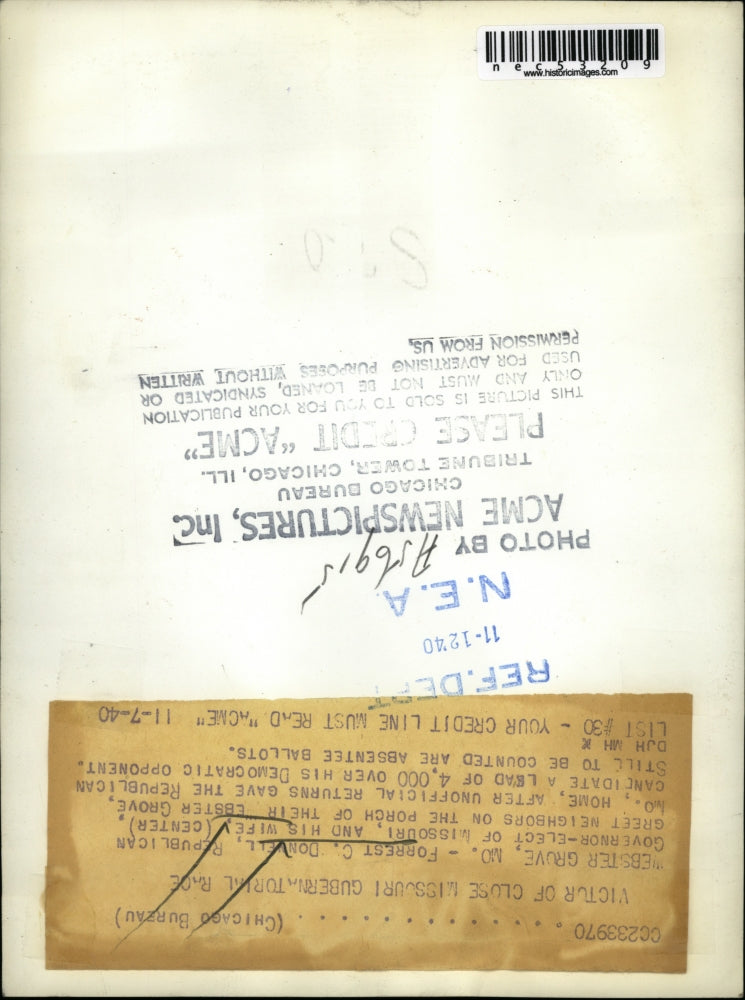 1940 Press Photo Forrest C. Donnel, Republican Governor-elect leads the count