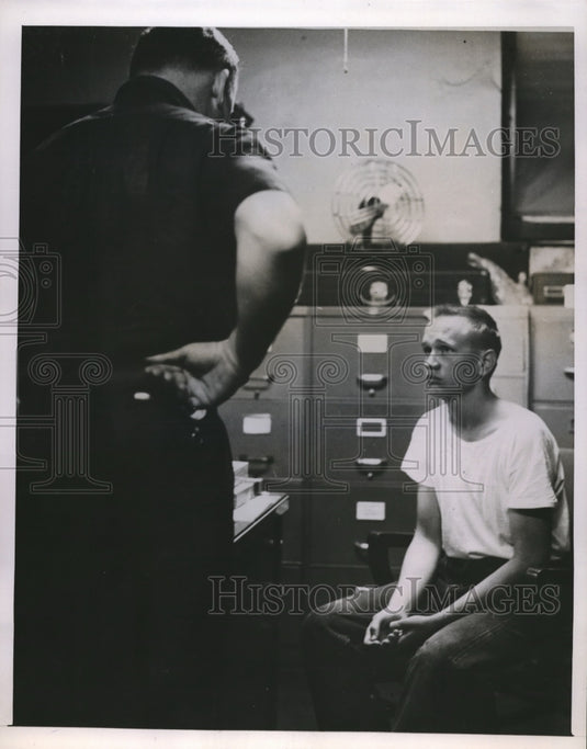 1954 Press Photo Don Dombrowsky Michigan City, Stabs Three Year Old Brother