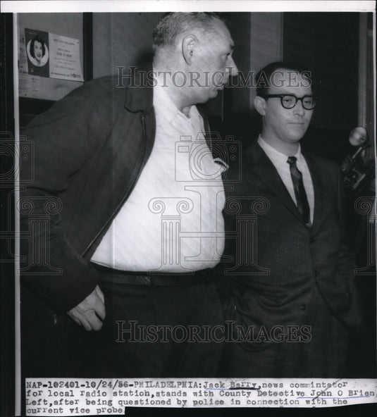 1956 Press Photo Jack Berry Philly Radio Personality Questioned In Vice Probe