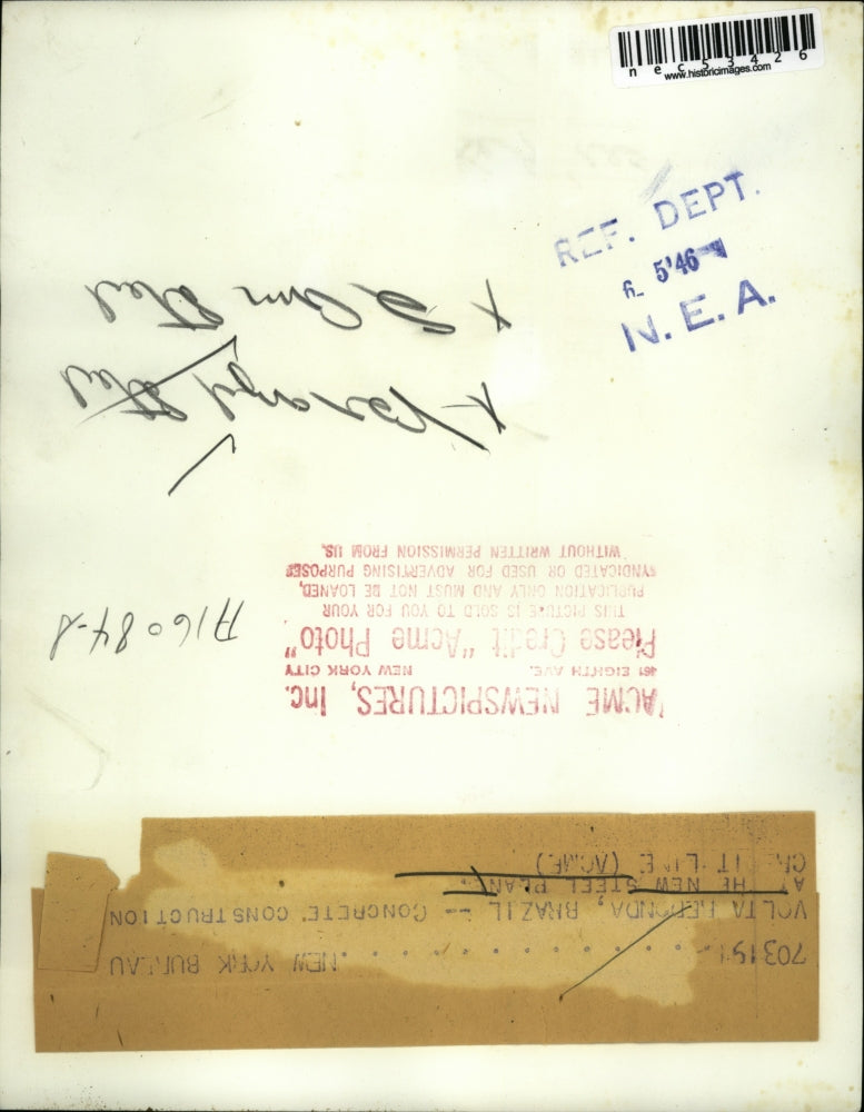 1946 Press Photo Concrete Construction Of Steel Plant In Volta Bedonda Brazil