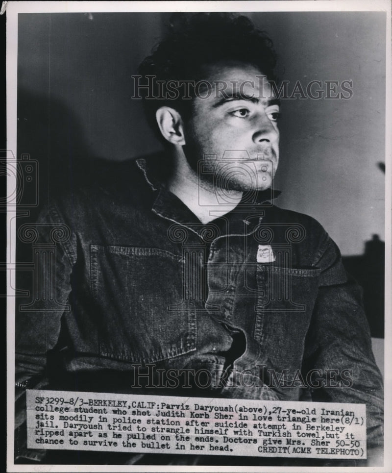 Load image into Gallery viewer, 1949 Press Photo Parviz Daryoush the college student who shot Judith Korb Sher
