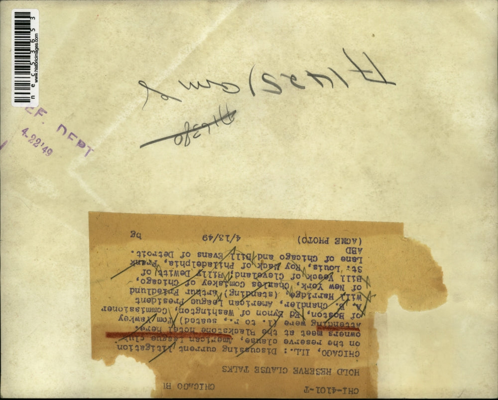 1949 Press Photo American League Club owners discussing Litigation. Chicago Il.