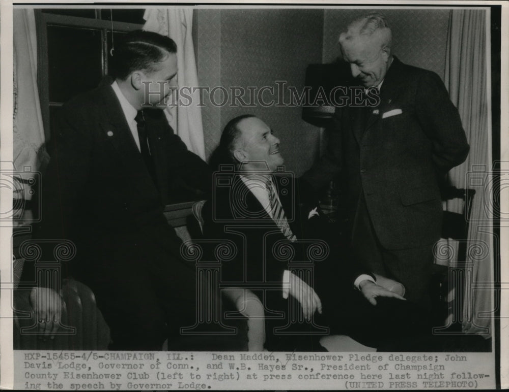 1962 Press Photo Dean Madden, John David Lodge and W.B. Hayes Sr. at press conf.- Historic Images