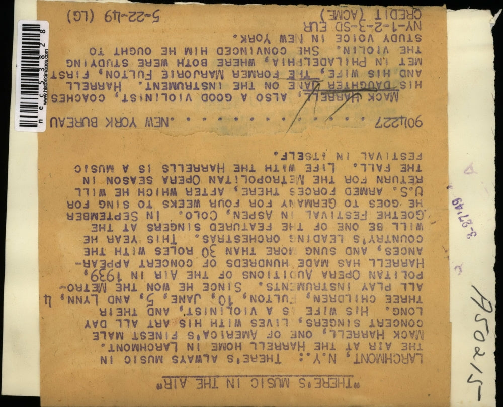 1949 Press Photo Mack Harrell & daughter Jane violinist at Metropolitan Opera