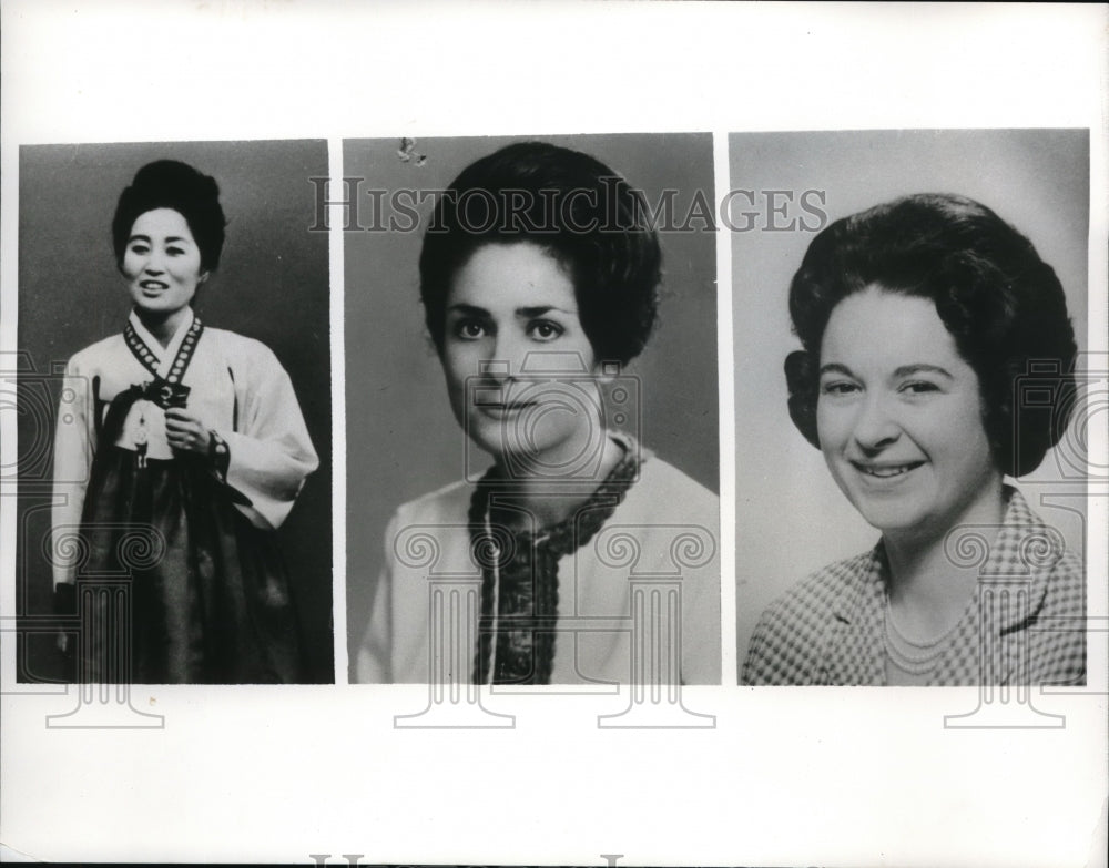 1963 Press Photo Suh Young-Hee, Maro Theodessiadou, and Randi Selveig Lie