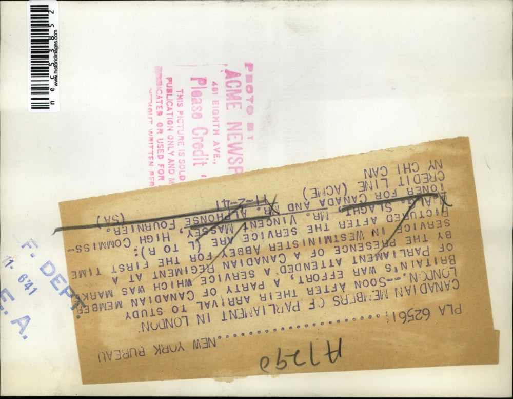 1941 Press Photo Canadian members of Parliament in London - nec53852