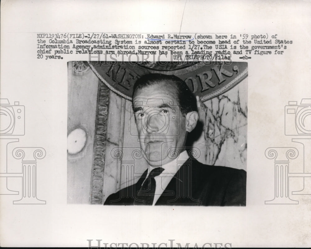 1961 Press Photo CBS correspondent Edward Murrow in D.C.