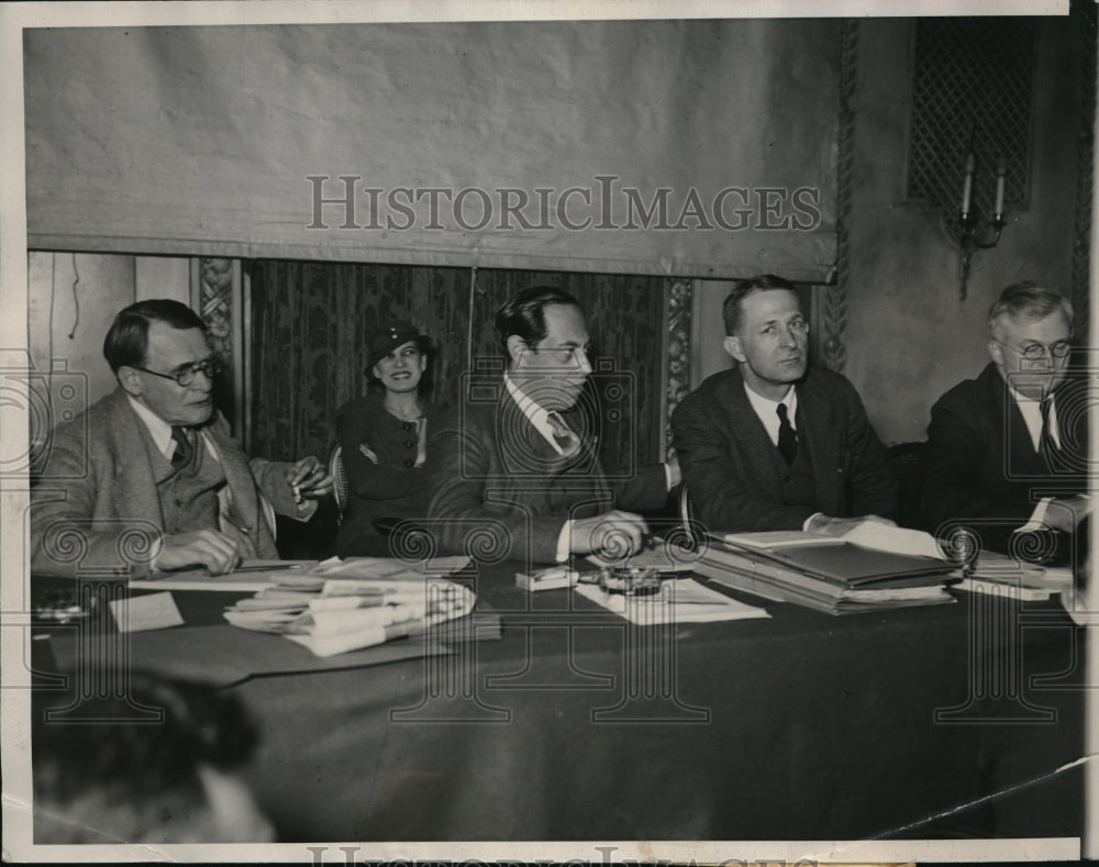 1933 Press Photo Chicago Milk hearing, Dr FC Howe,JN Frank, ED Hays, M Derrick
