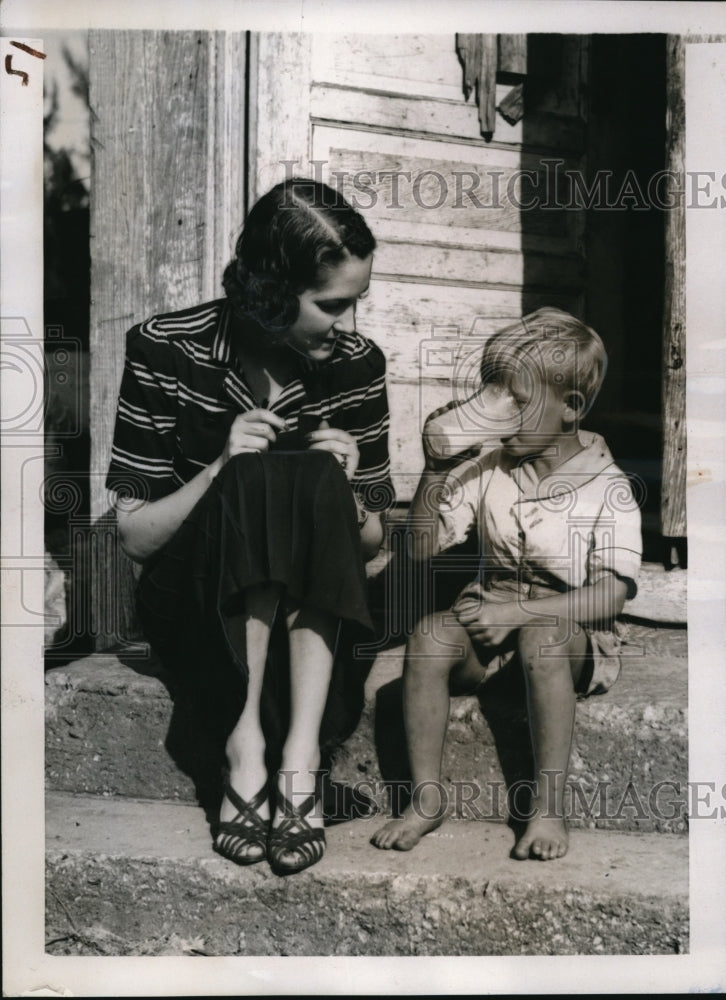 1938 Press Photo Mrs Dorland Doyle nee Pauline Munn & S Thompson in Miami, Fla