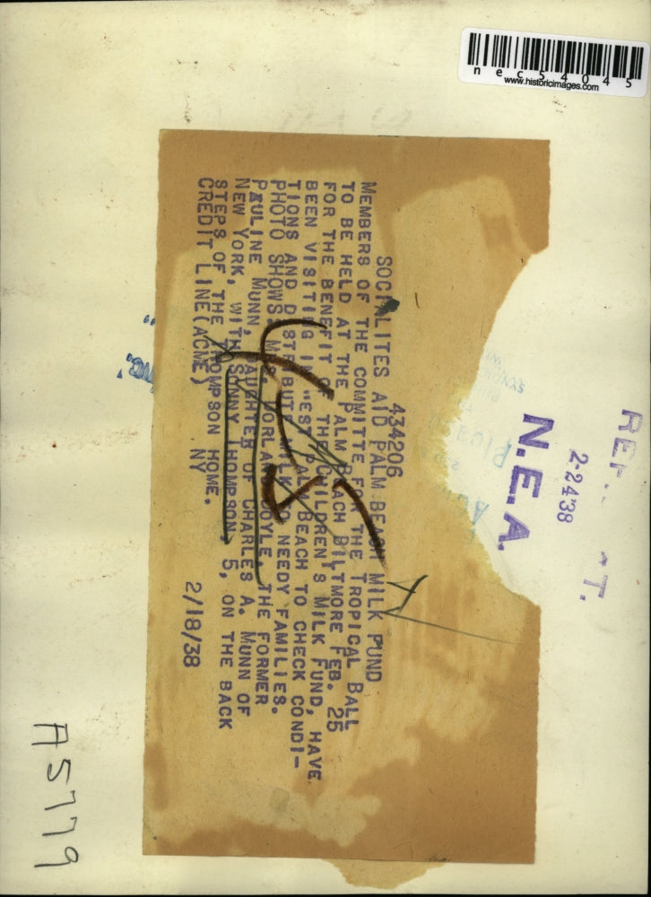 1938 Press Photo Mrs Dorland Doyle nee Pauline Munn & S Thompson in Miami, Fla